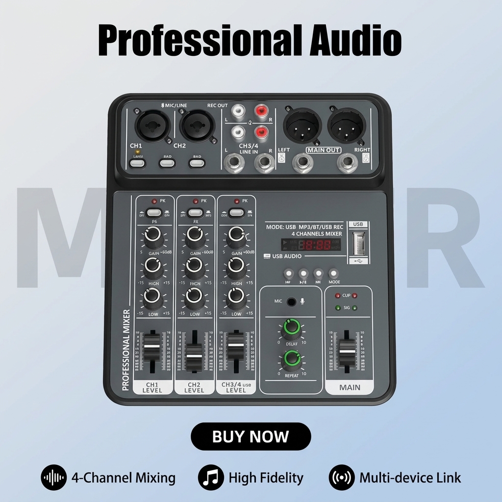 4-Channel Pro Audio Mixing Con - Audio Music Dj recension och pris